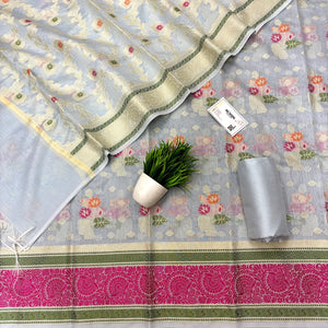 Grey Resham Banarasi Silk Suit