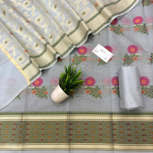 Grey Resham Banarasi Silk Suit