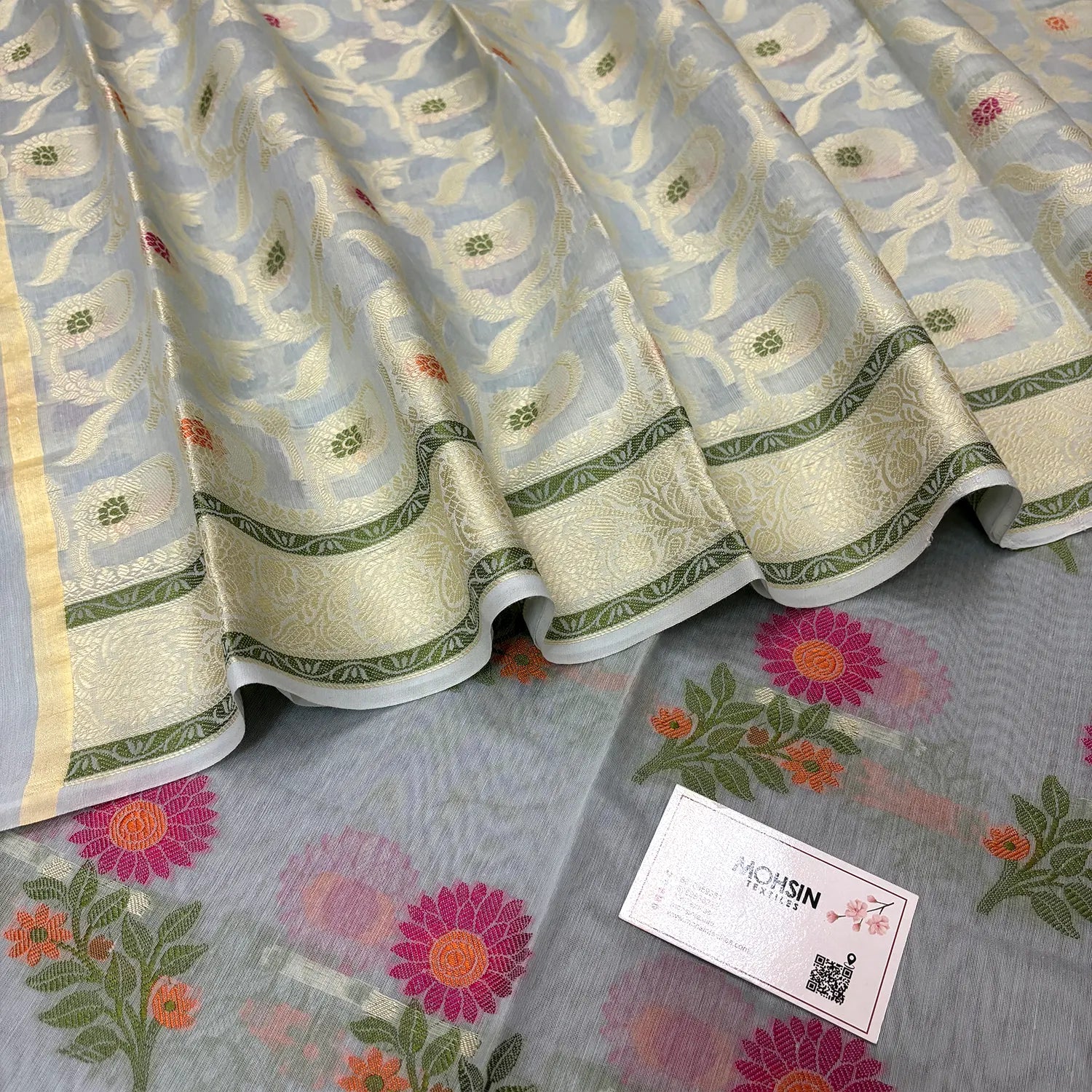 Grey Resham Banarasi Silk Suit