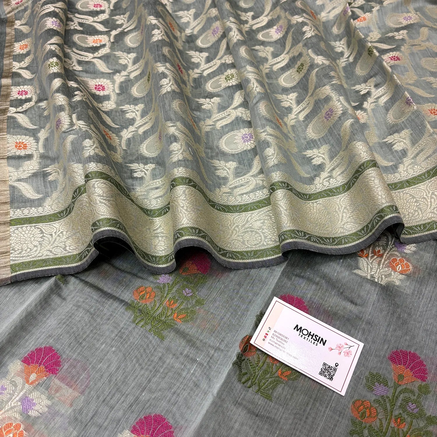 Grey Resham Banarasi Silk Suit