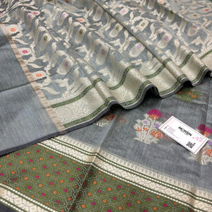Grey Resham Banarasi Silk Suit