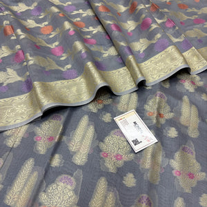 Grey Resham Banarasi Silk Suit