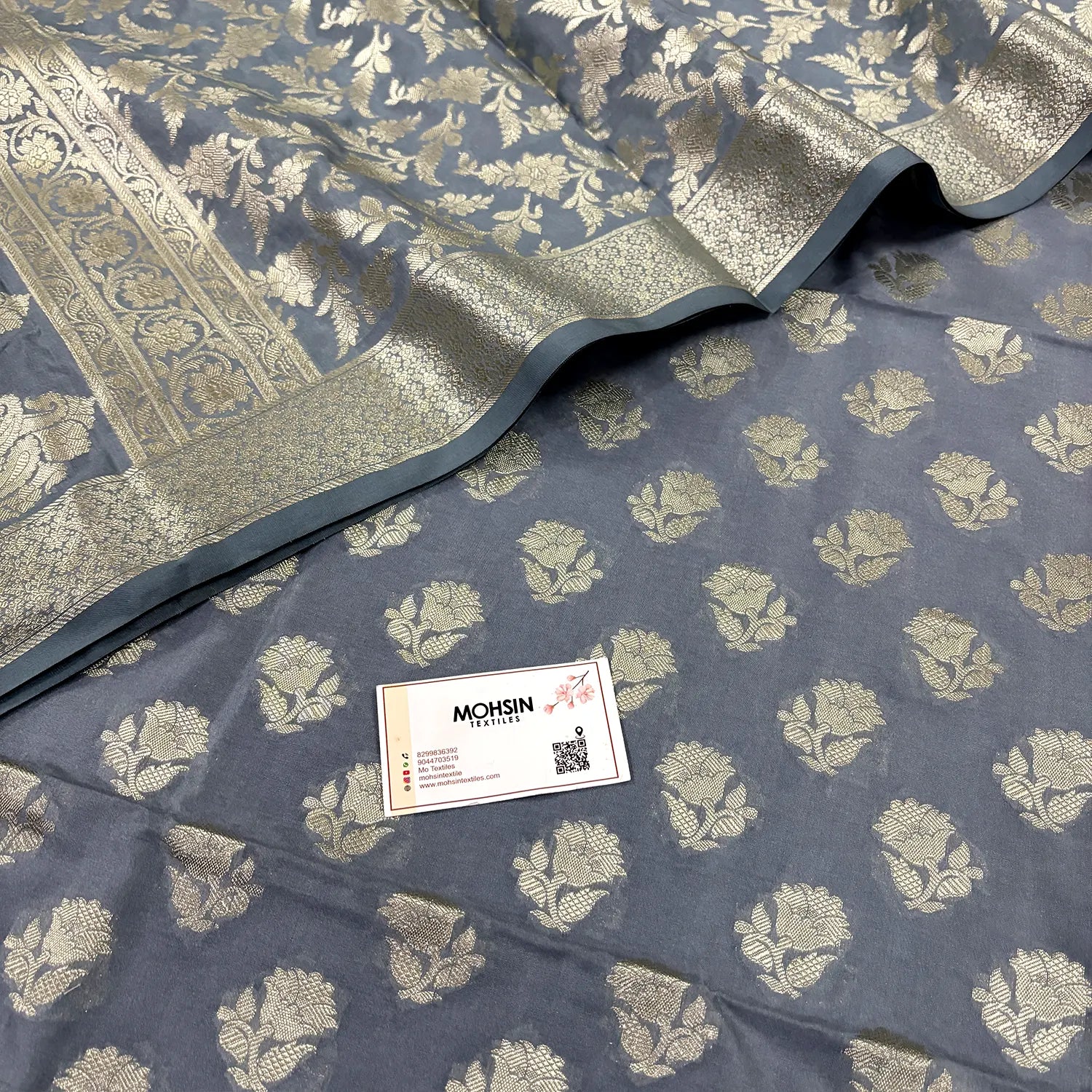 Grey Shringar Katan Silk Banarasi Suit