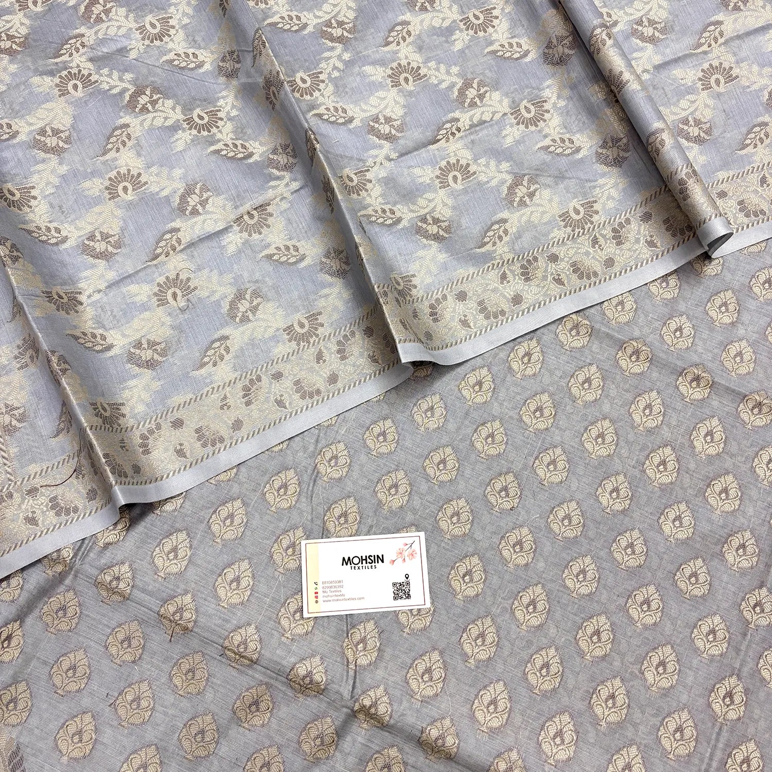 Grey Surahi Paan Cotton Silk Banarasi Suit