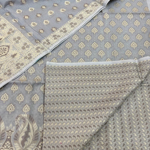 Grey Surahi Tree Cotton Silk Banarasi Suit