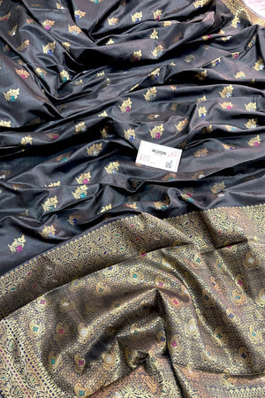 Grey Zari Banarasi Silk Saree