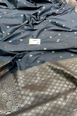 Grey Zari Banarasi Silk Saree