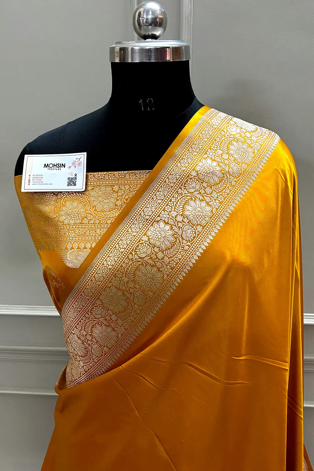 Haldi Mustard Plain Zari Katan Mashru Silk Banarasi Saree