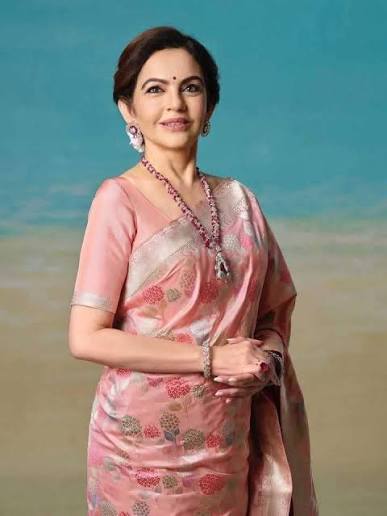 Nita Ambani Baby Pink Handloom Katan Silk Banarasi Saree
