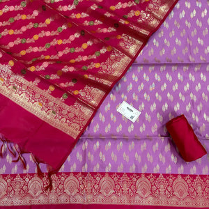Lavender and Purple Persian Lau Banarasi Silk Suit