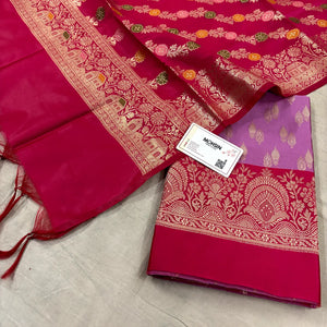 Lavender and Purple Persian Lau Banarasi Silk Suit