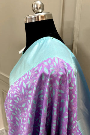 Lavender and Sea Green Resham Zari Banarasi Silk Saree