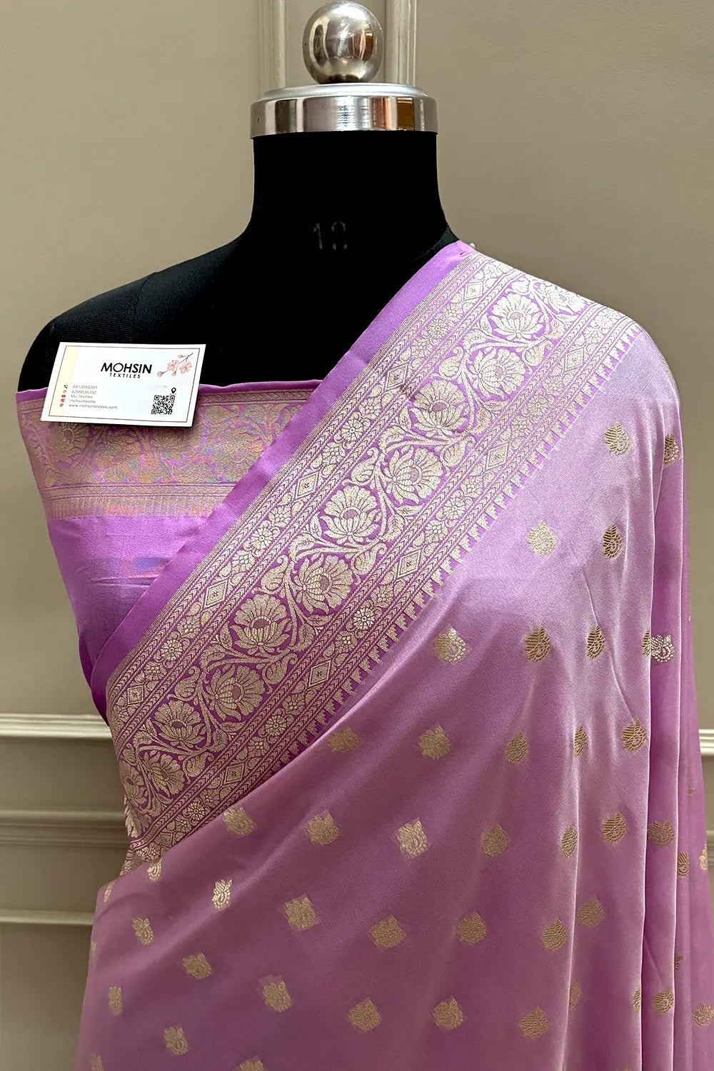 Lavender Ghonga Buti Katan Silk Banarasi Saree