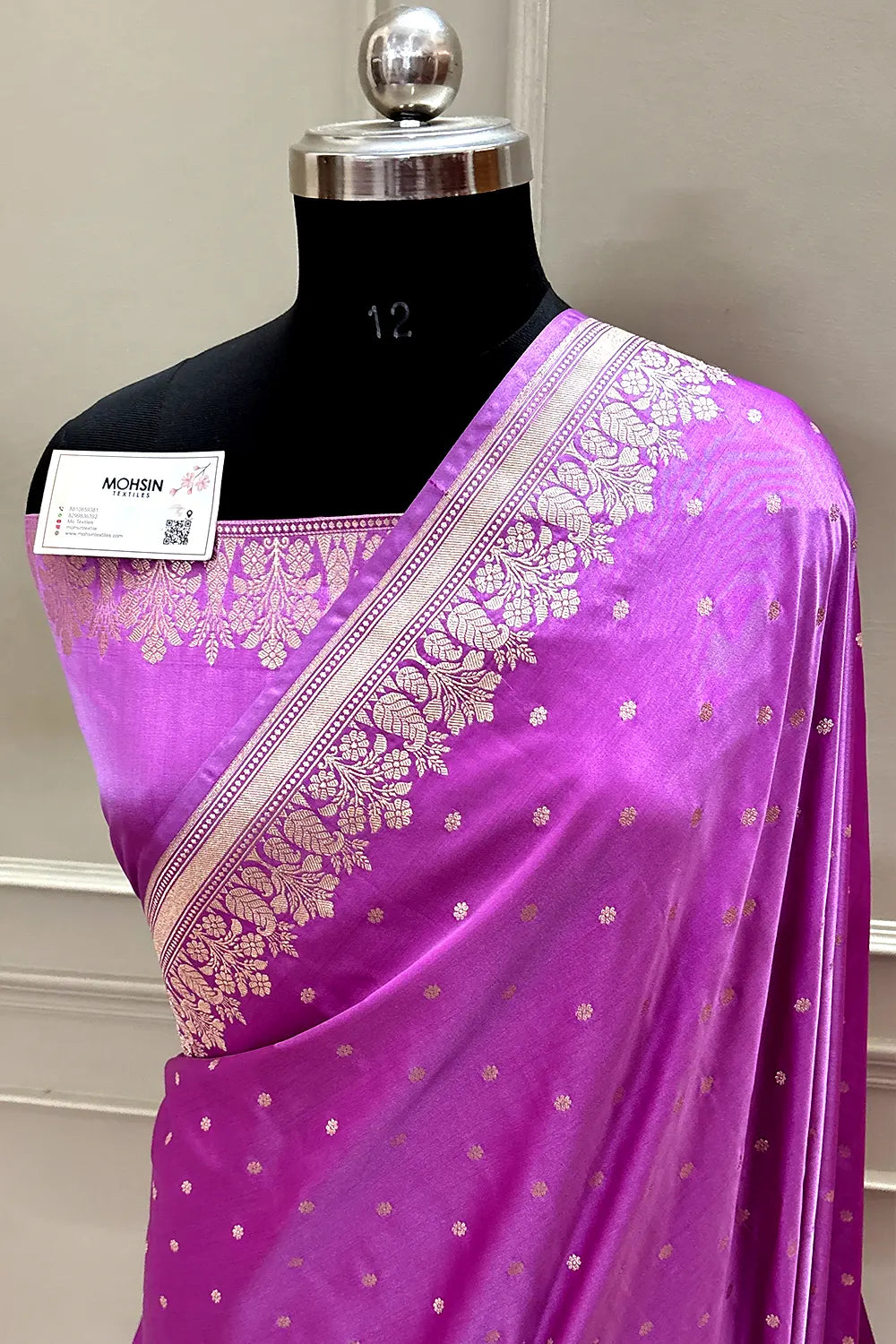 Lavender Hawahawai Buti Katan Silk Banarasi Saree