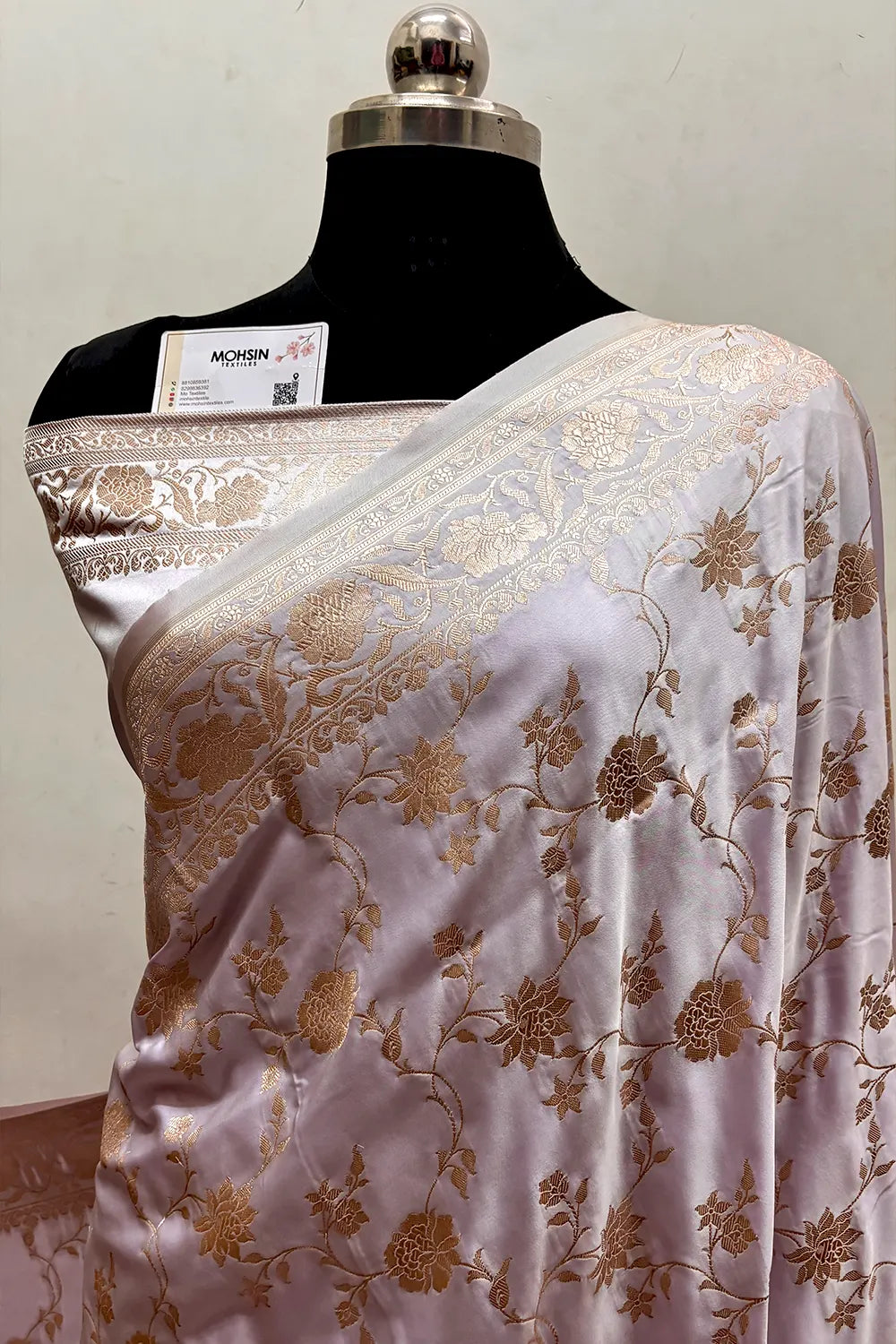Lavender Kesari Jaal Katan Silk Banarasi Saree
