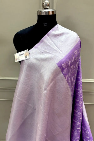 Lavender Resham Zari Banarasi Silk Saree