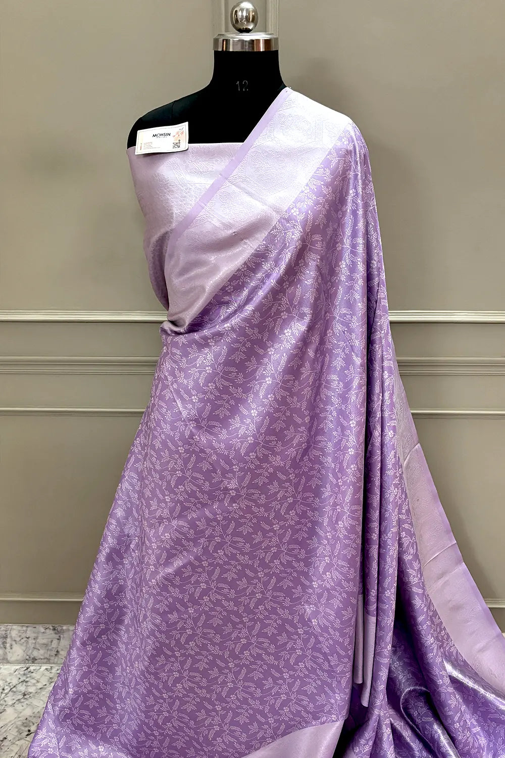 Lavender Resham Zari Banarasi Silk Saree