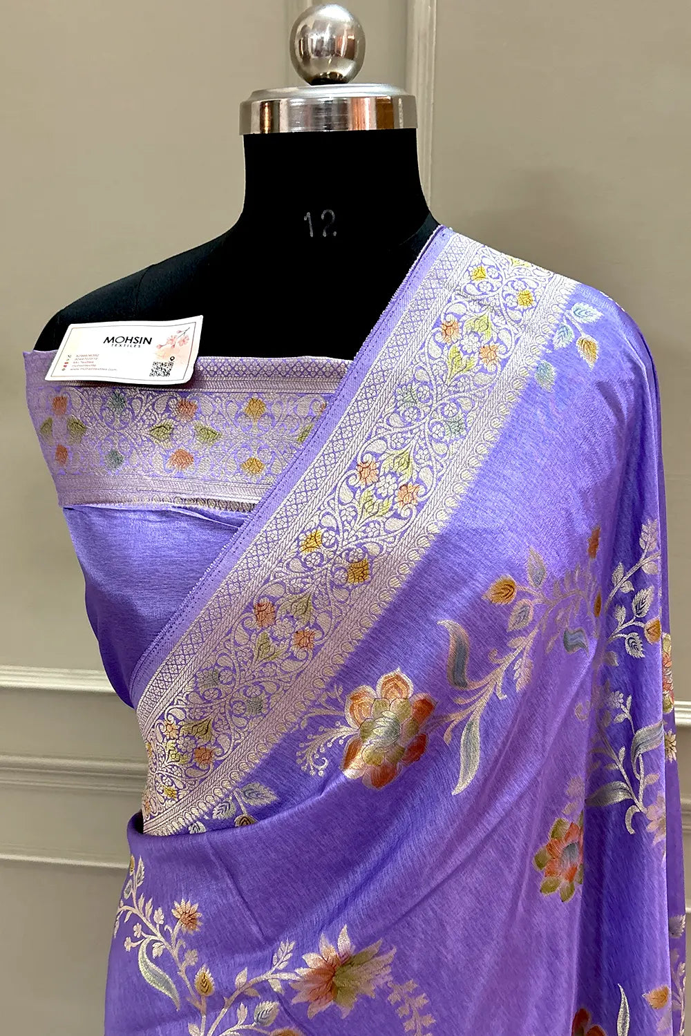 Lavender Shakahari Jaal Georgette Silk Banarasi Saree