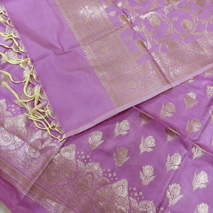 Lavender Singhasan Vilas Satin Silk Banarasi Suit