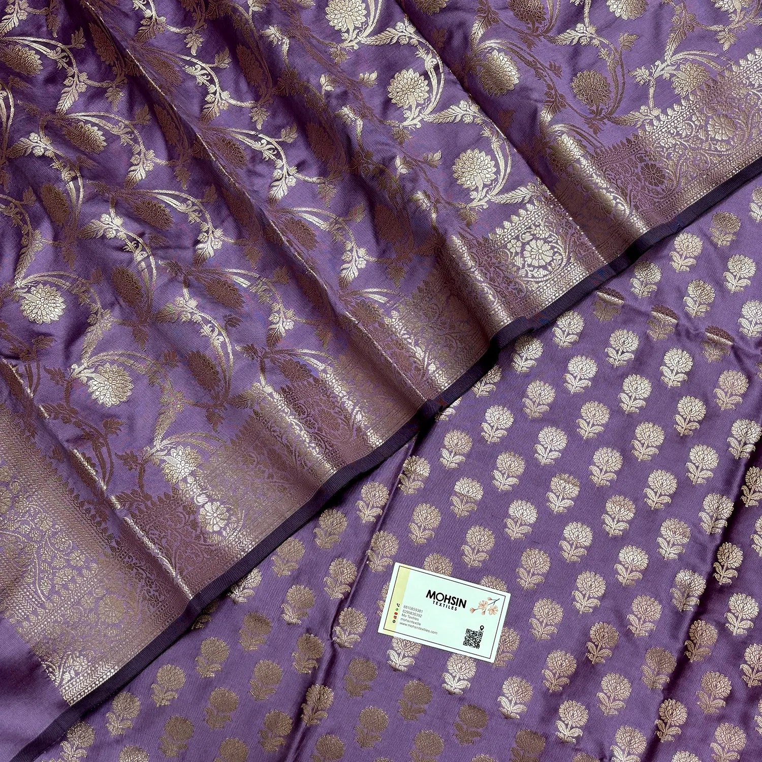 Lavender Sunflower Katan Silk Banarasi Suit