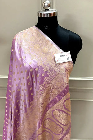 Lavender Zari Katan Silk Banarasi Saree