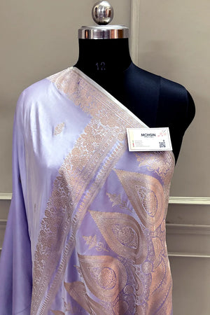 Lavender Zari Katan Silk Banarasi Saree