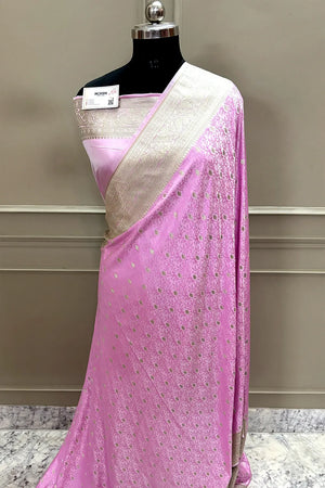 Lavender Zari Katan Silk Banarasi Saree