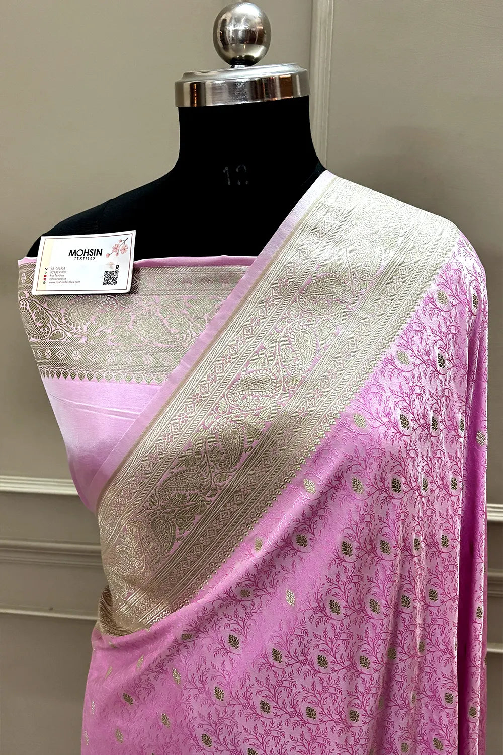 Lavender Zari Katan Silk Banarasi Saree