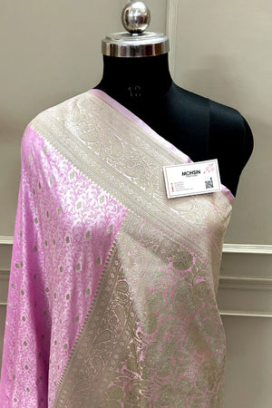 Lavender Zari Katan Silk Banarasi Saree