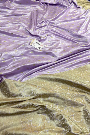Lavender Zari Katan Silk Banarasi Saree