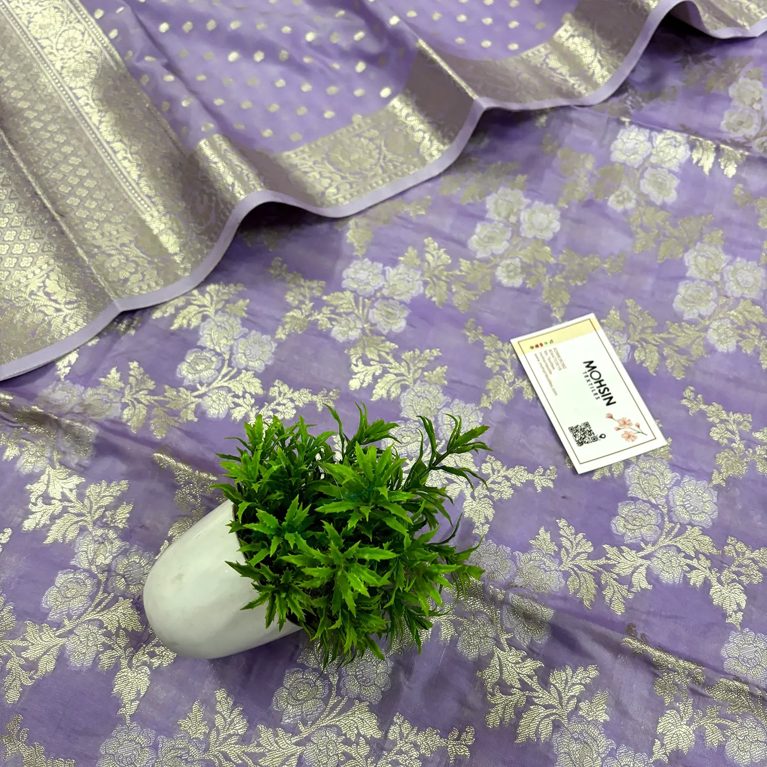 Lavender Zari Katan Silk Banarasi Suit