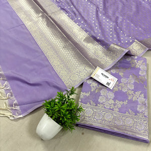 Lavender Zari Katan Silk Banarasi Suit