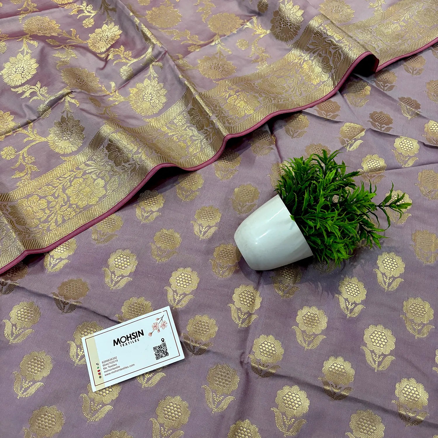 Lavender Zari Satin Silk Banarasi Suit