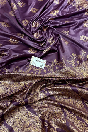 Lavender Zari Semi Mashru Silk Banarasi Saree