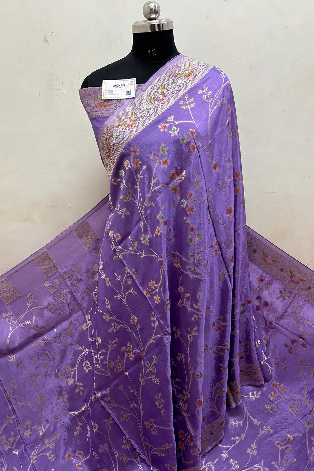 Lavender Zari Georgette Silk Banarasi Saree
