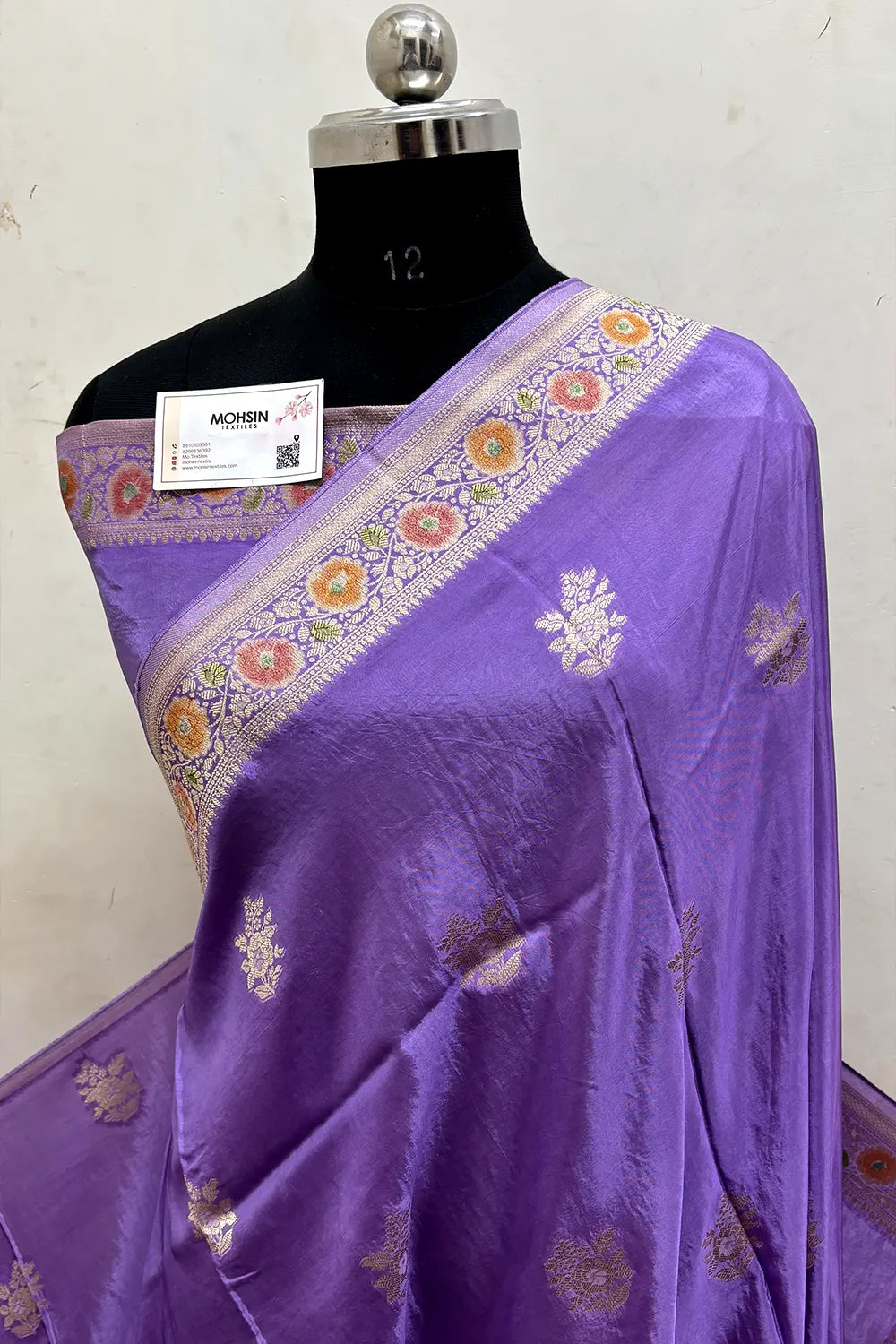Lavender Zari Georgette Silk Banarasi Saree