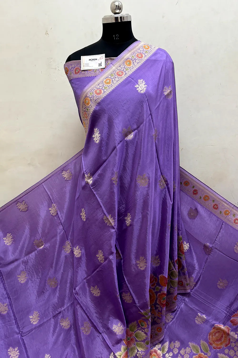 Lavender Zari Georgette Silk Banarasi Saree