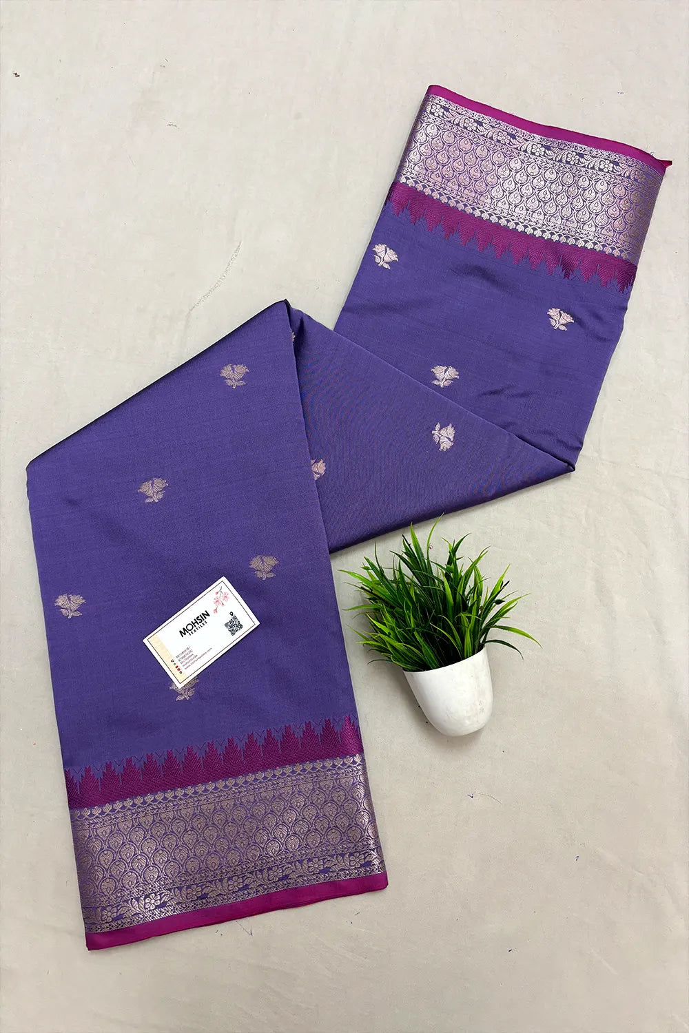 Lavender Semi Katan Silk Banarasi Saree