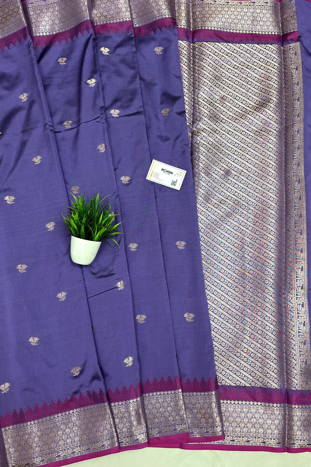 Lavender Semi Katan Silk Banarasi Saree