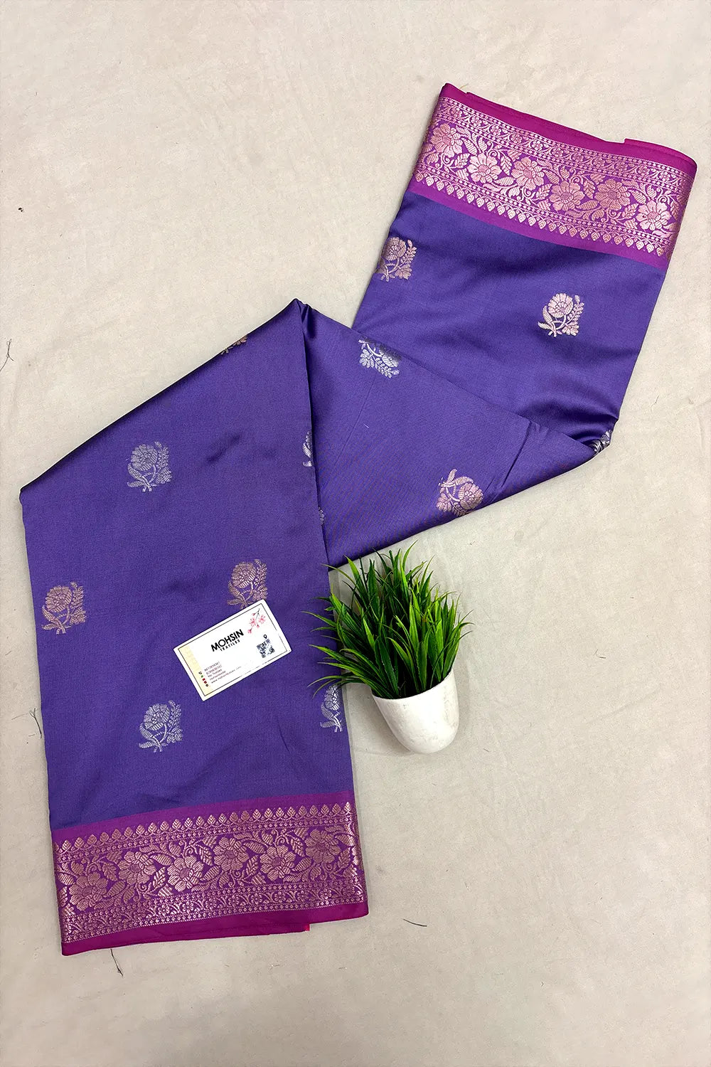 Lavender Semi Katan Silk Banarasi Saree