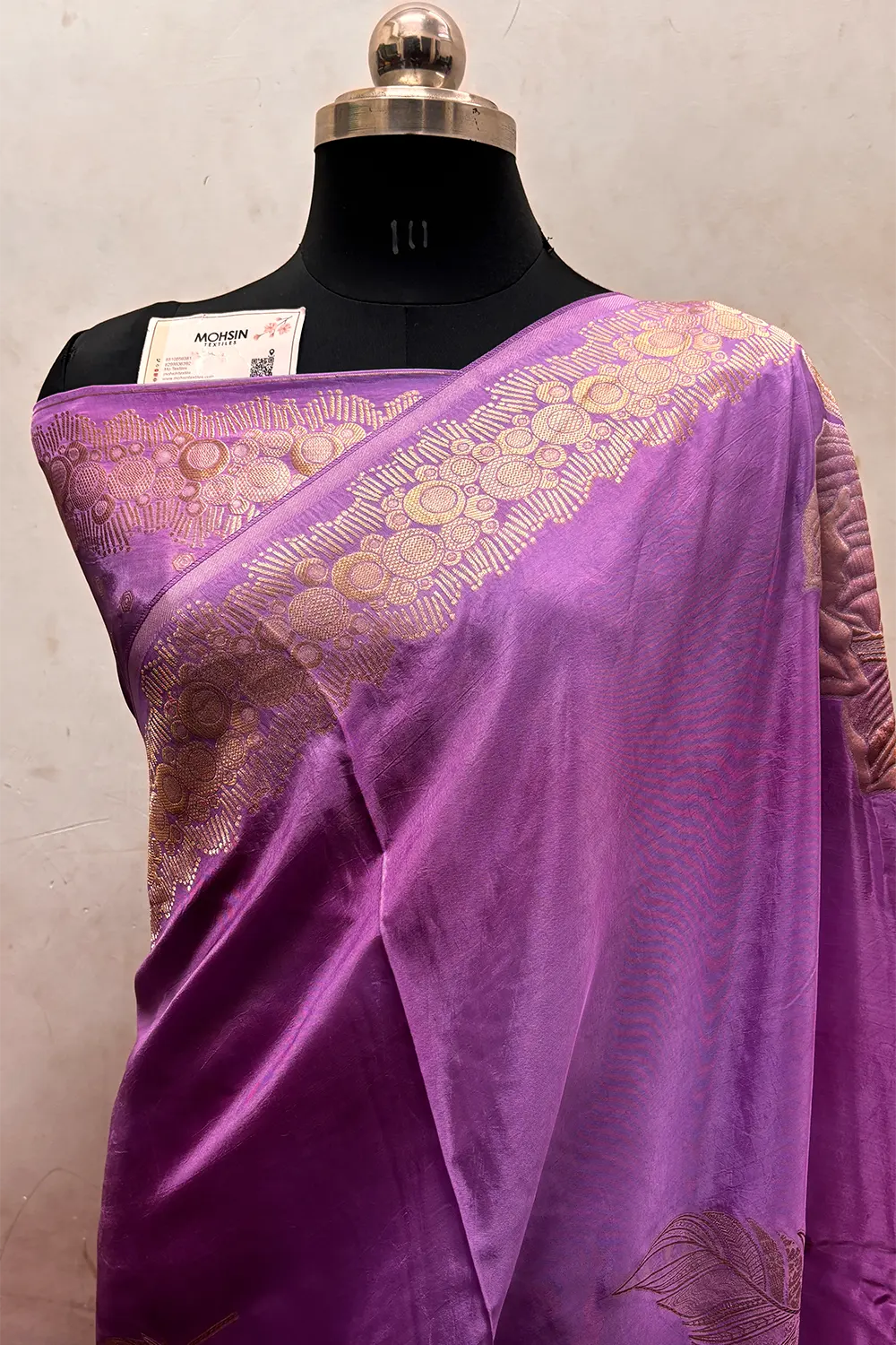 Levender Zari Viscose Georgette Silk Banarasi Saree