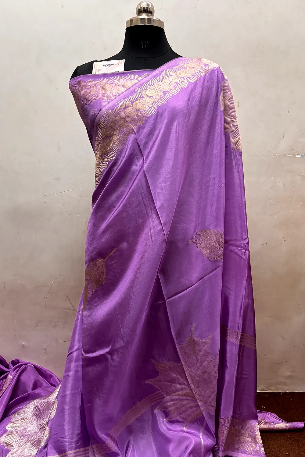 Levender Zari Viscose Georgette Silk Banarasi Saree