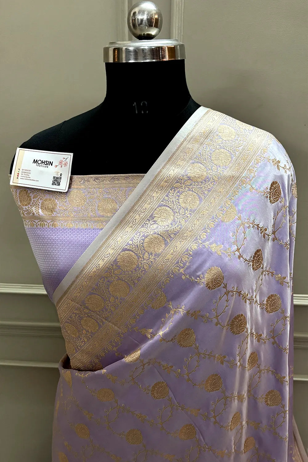 Light Lavender Ropeway Jaal Katan Mashru Silk Banarasi Saree