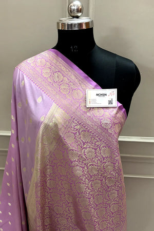 Light Lavender Rudraksha Buti Katan Silk Banarasi Saree