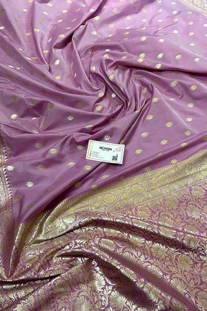 Light Lavender Rudraksha Buti Katan Silk Banarasi Saree