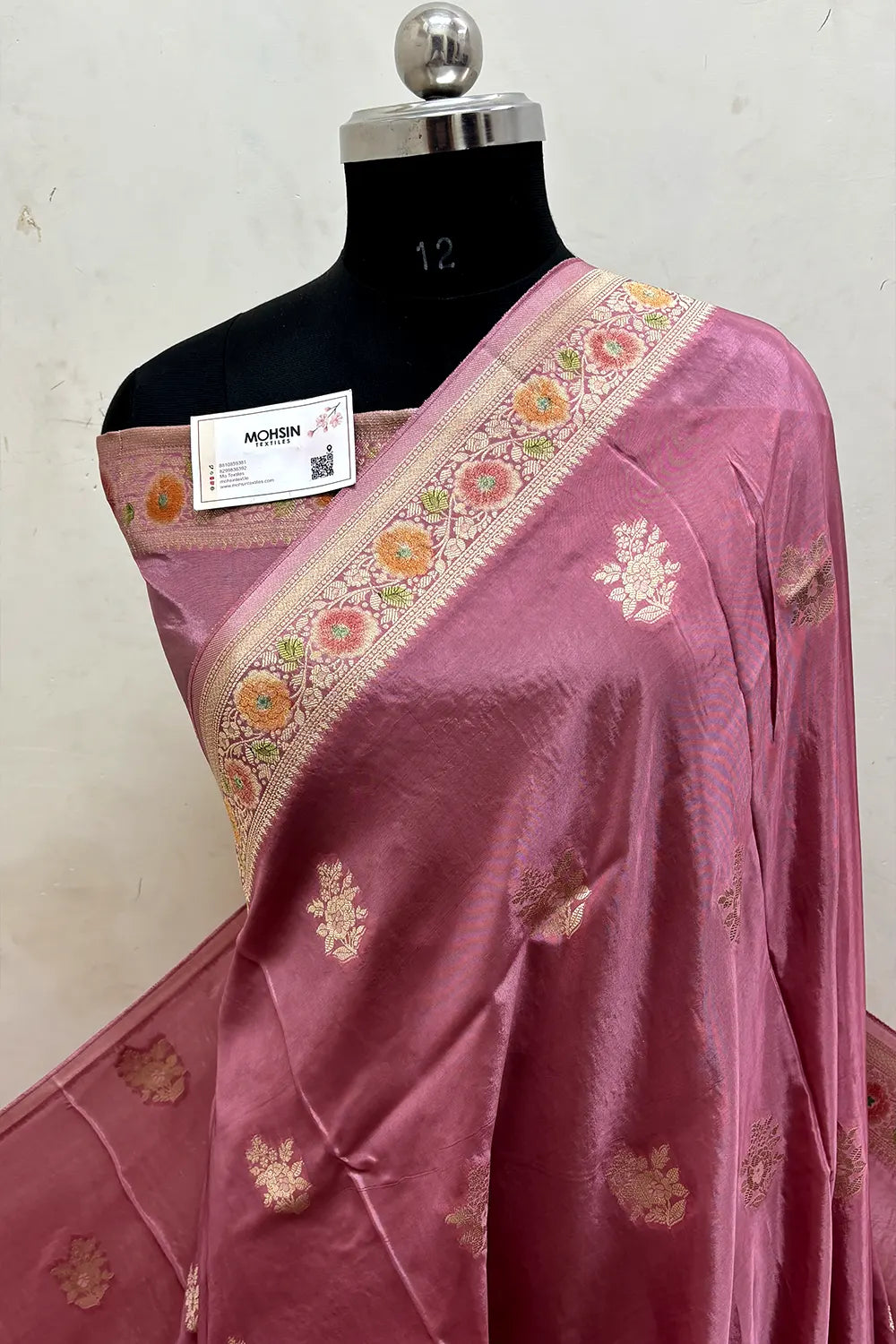 Light Peach Zari Georgette Silk Banarasi Saree