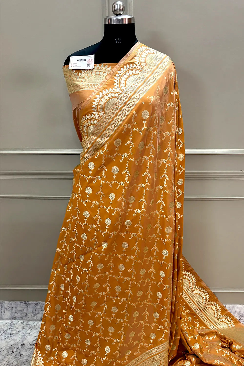 Light Peach Quantum Jaal Katan Silk Banarasi Saree