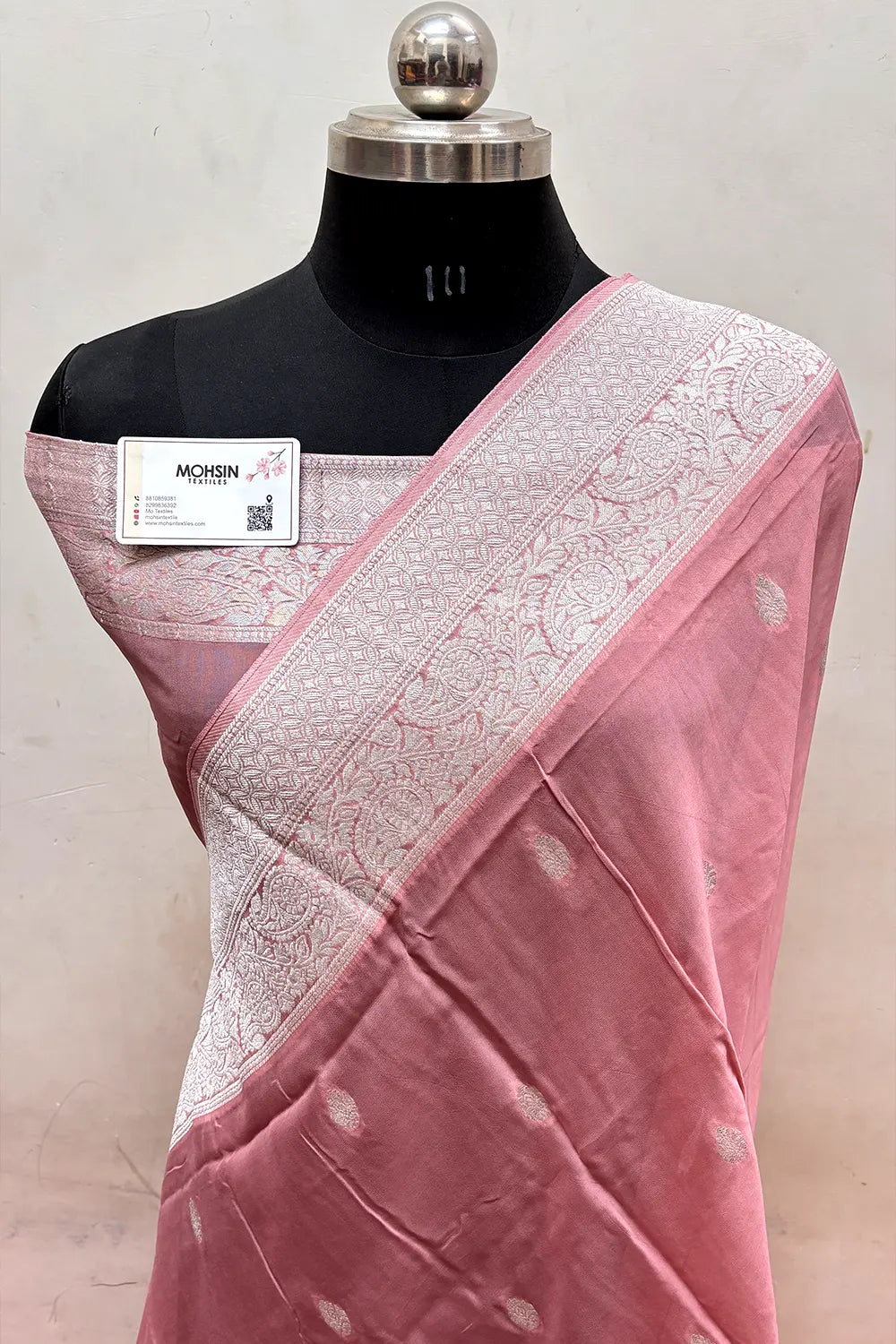 Light Peach Rupa Buti Pure Viscose Georgette Silk Banarasi Saree