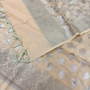 Light Peach Singhasan Vilas Satin Silk Banarasi Suit