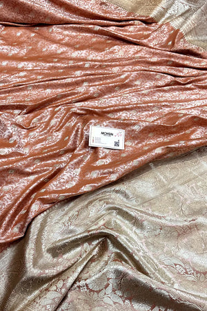 Light Peach Zari Katan Silk Banarasi Saree